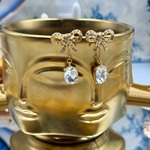 🆕 OSCAR DE LA RENTA 🧿 NWOT Sparkle & Dangling Bow Earrings - Picture 13 of 16